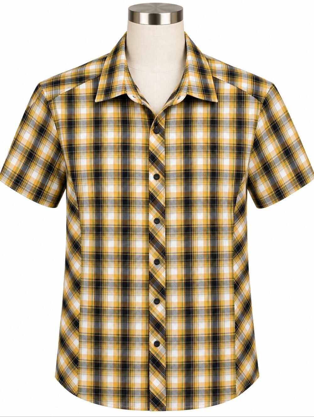 Prana Men's Yellow Plaid Shirt Sleeve Pearl Snap Shirt L Hiking Western Casual